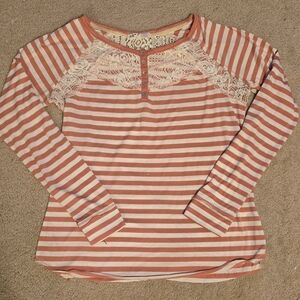 Jolt Coral and White Lace Top